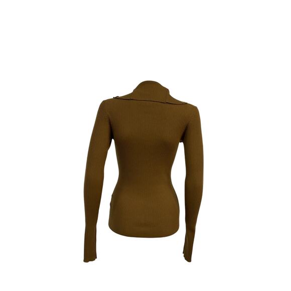 Proenza Schouler Brown Merino Wool Ruffled Cardigan Size S - Picture 2 of 4